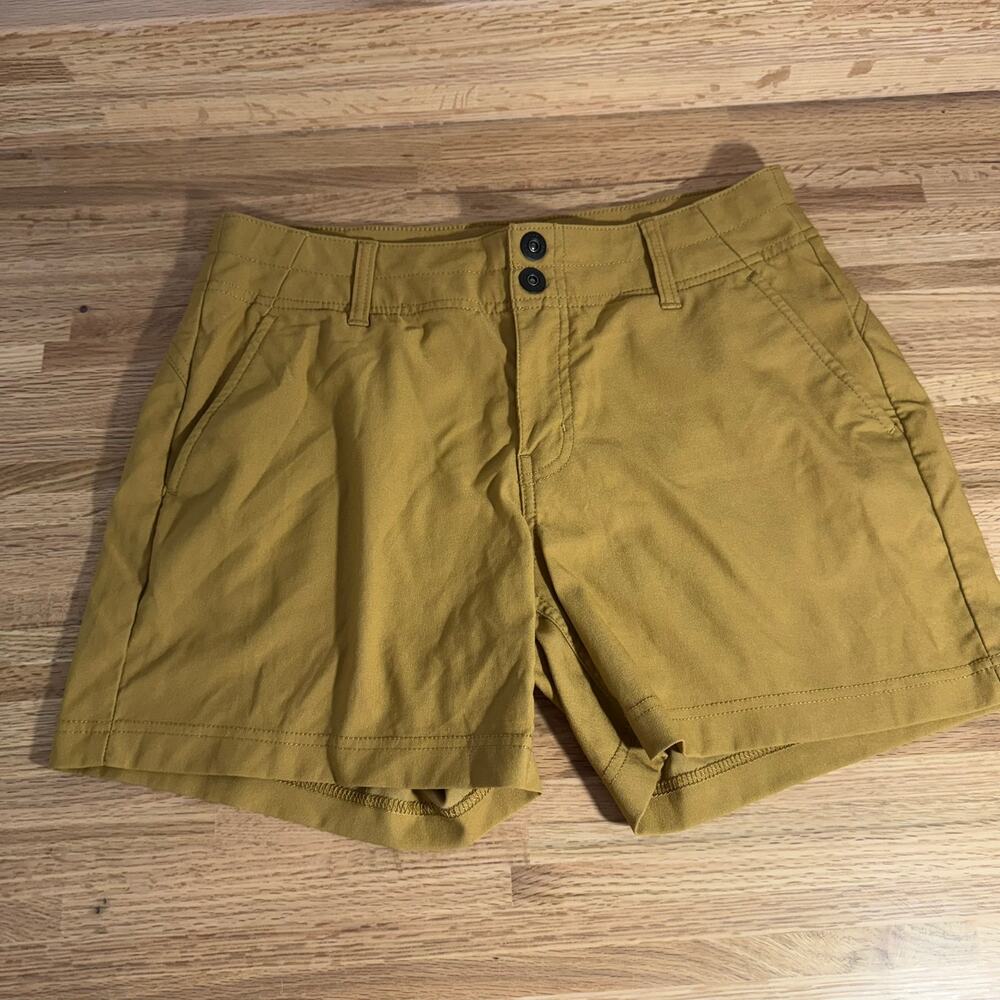 prAna Womens Size 10 Mustard Yellow Khaki Chino Outdoor Hiking Shorts - Picture 2 of 6